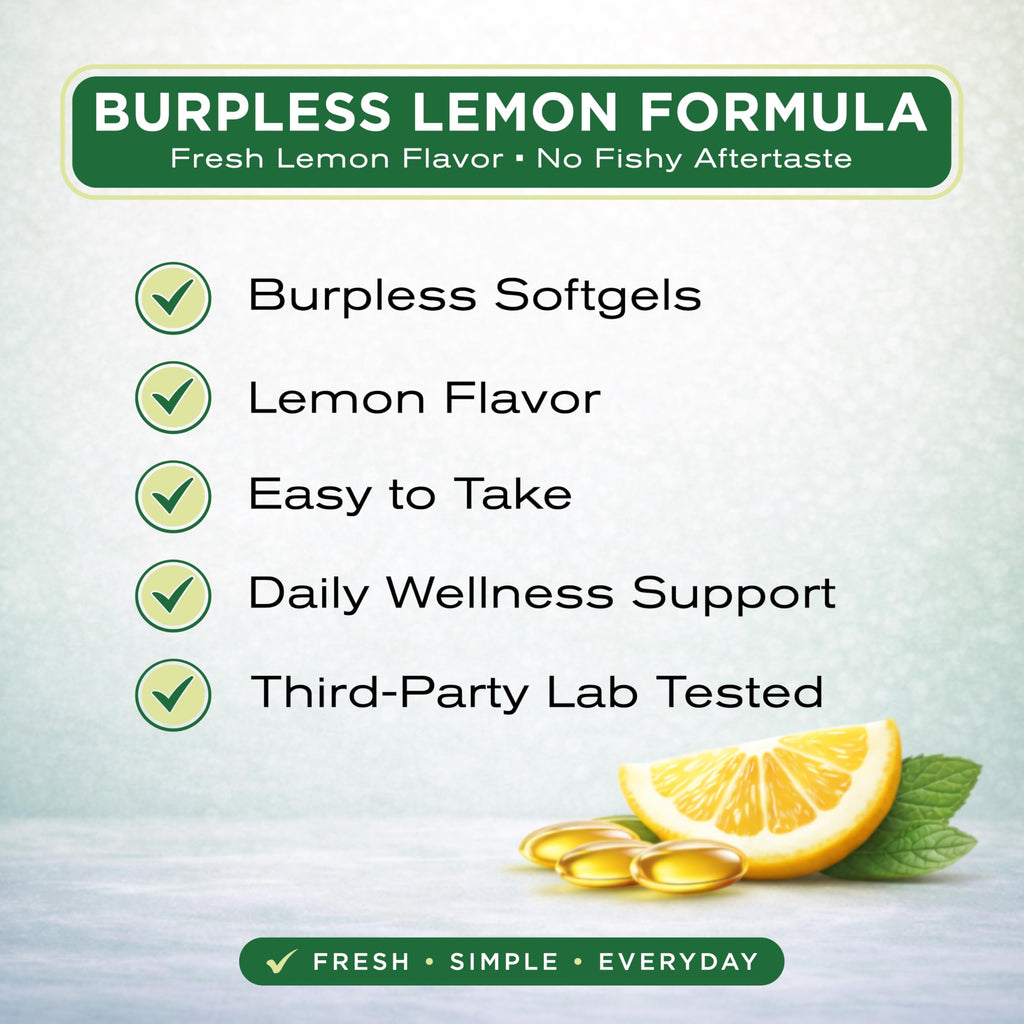 Omega 3 Fish Oil 4,200 mg Lemon Flavor 300 Softgels E521