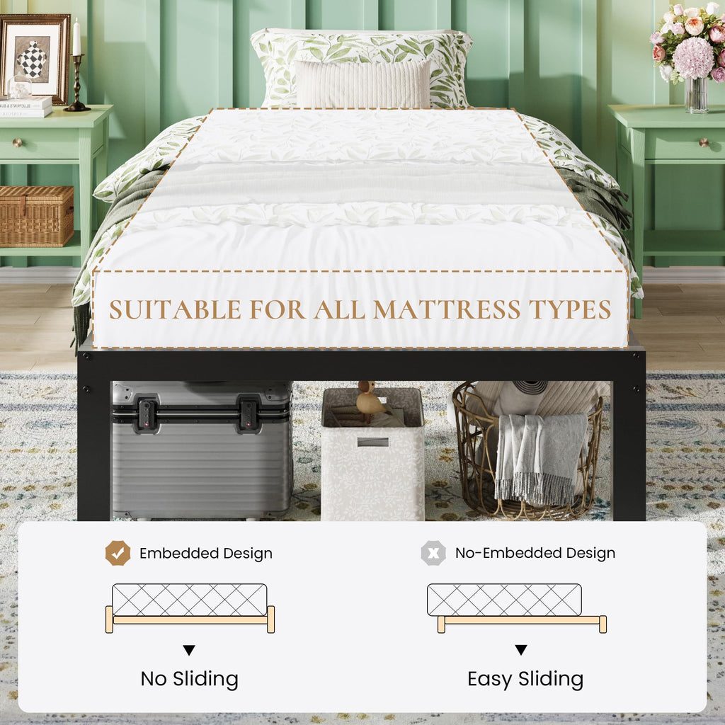 14 Inch Heavy Duty Twin Metal Bed Frame Z43045
