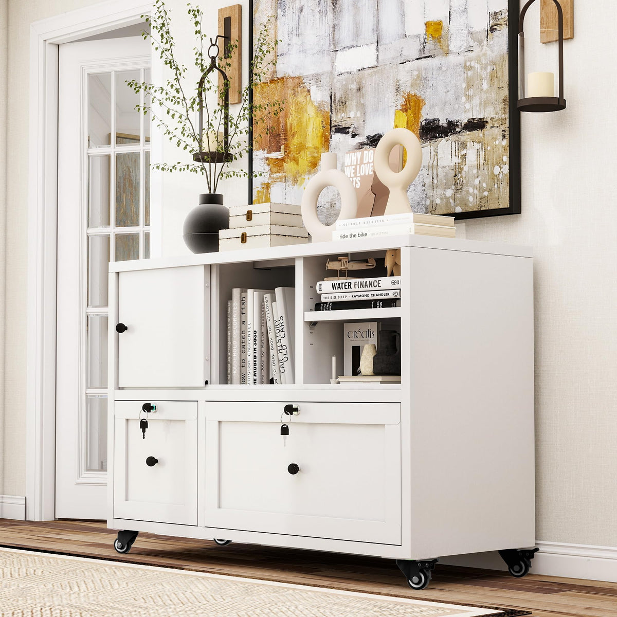 2 Drawer Mobile File Cabinet with Lock Y491503