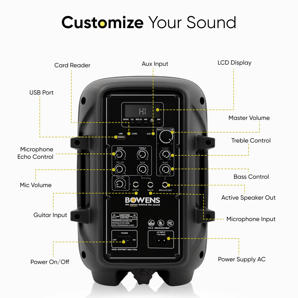 8-Inch Bluetooth PA Speaker Set with Stands and Cable Z3933