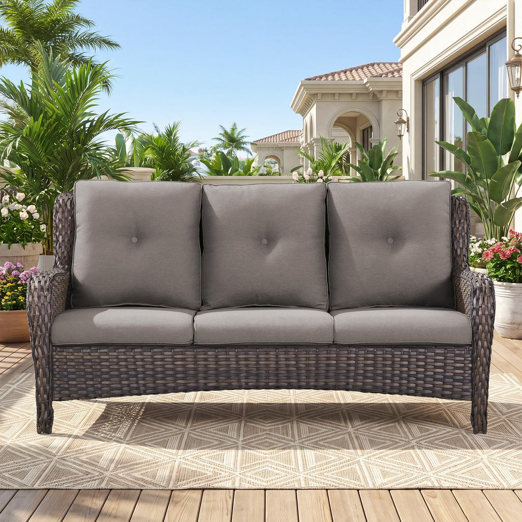 3-Seater PE Wicker Patio Sofa B728778