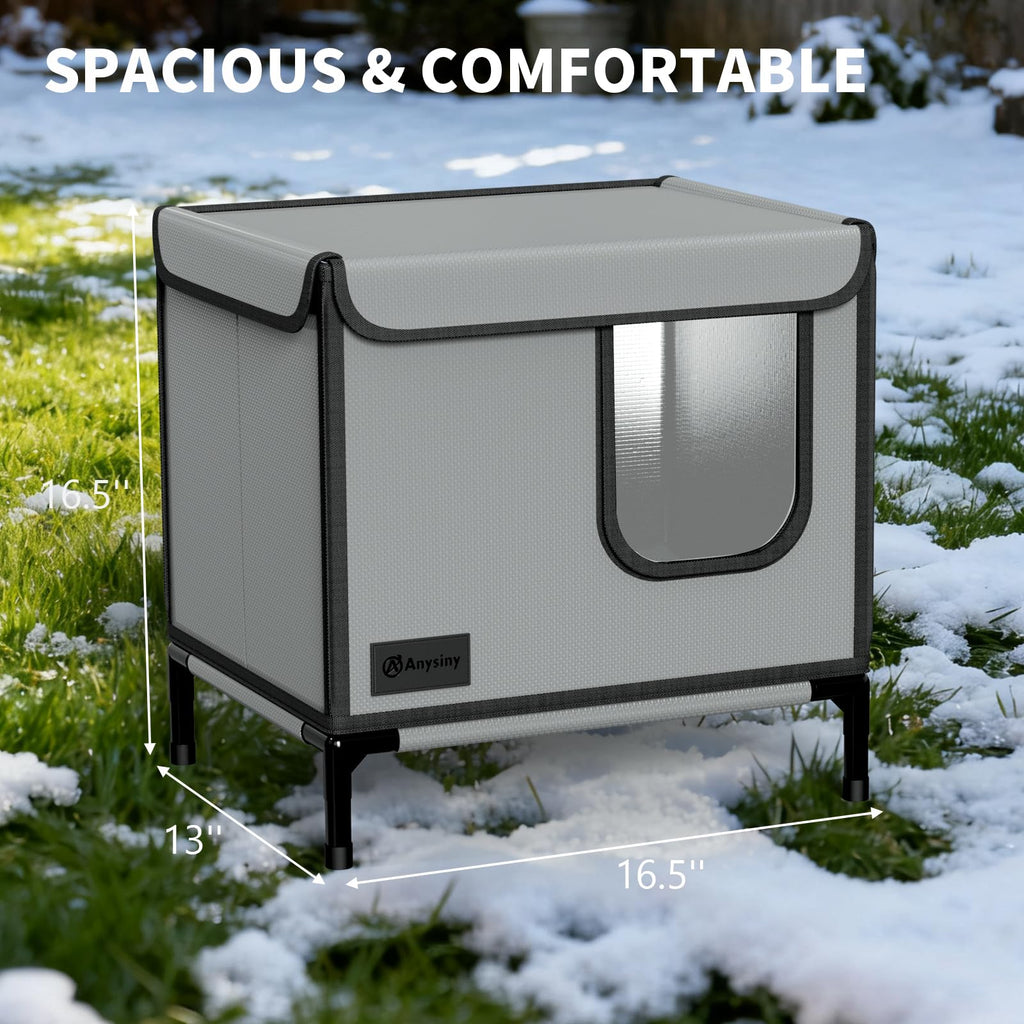 Weatherproof Outdoor Cat House with Thermal Aluminum Foil P159