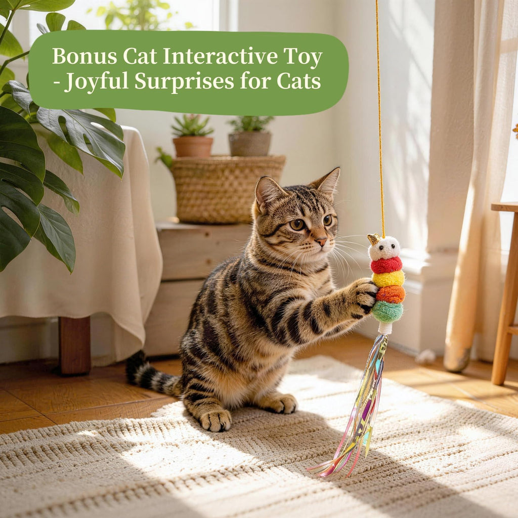 Cat Grass Kit with 5 Packets of Seeds, Wooden Planter, 6 Soil Discs, Trimming Scissors, Spray Bottle, and Mini Tools P5166