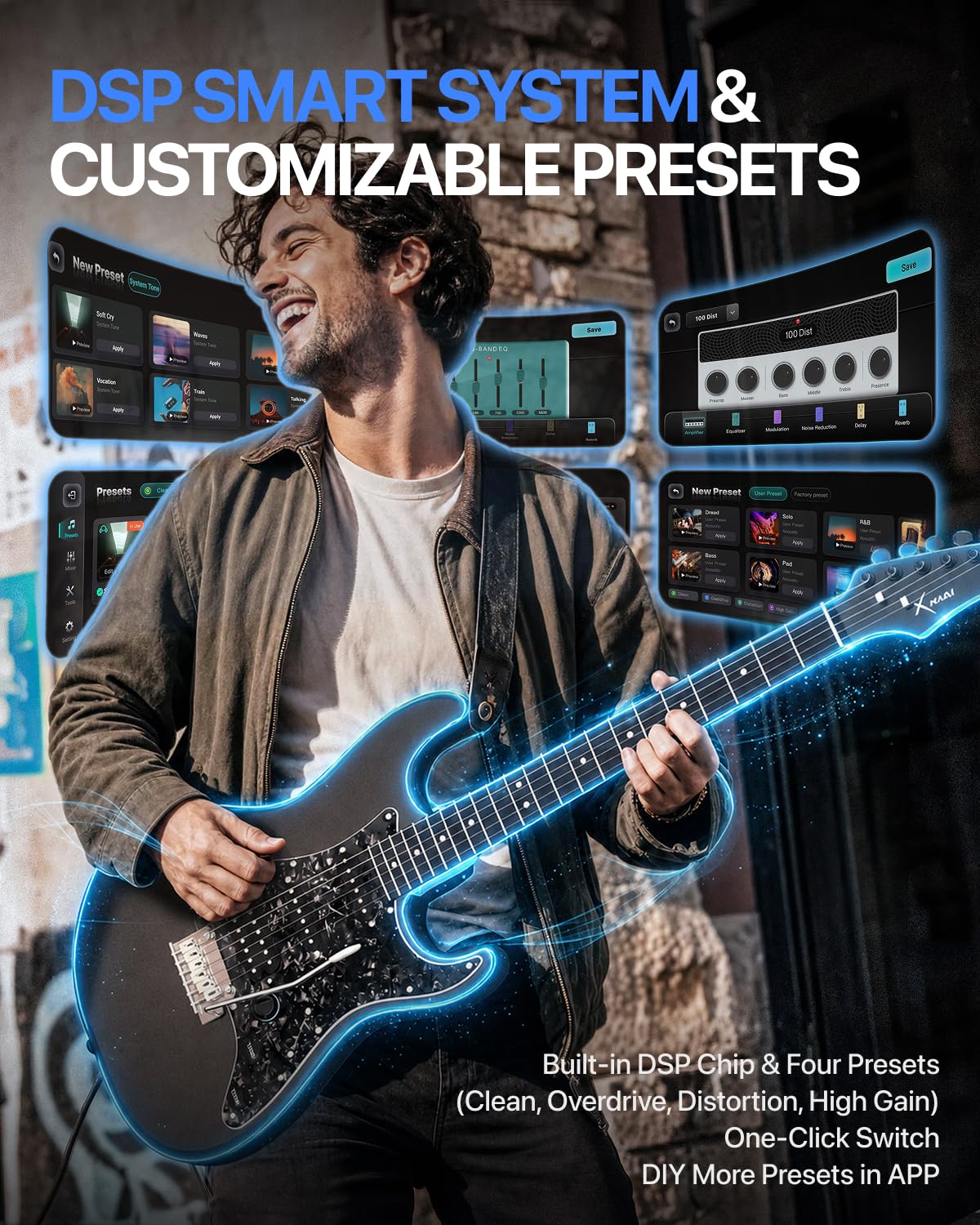 39" Smart Electric Guitar with Built-in 4 Effects H8525
