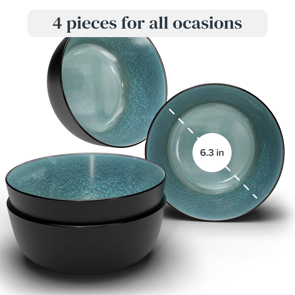 Stoneware Cereal Bowls Set of 4, 27 oz Ceramic Soup Bowl T67272