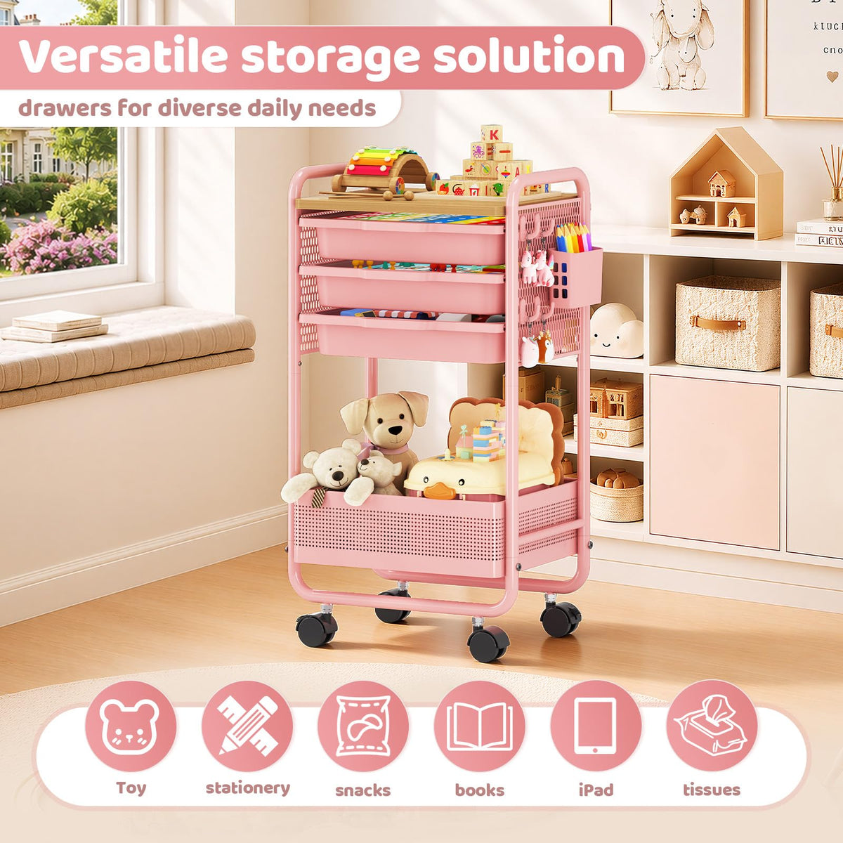 3 Tier Rolling Cart with Drawer M537235