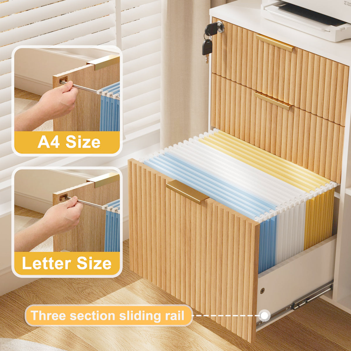 3 Drawer Fluted Mobile Filing Cabinet with Lock Z6686