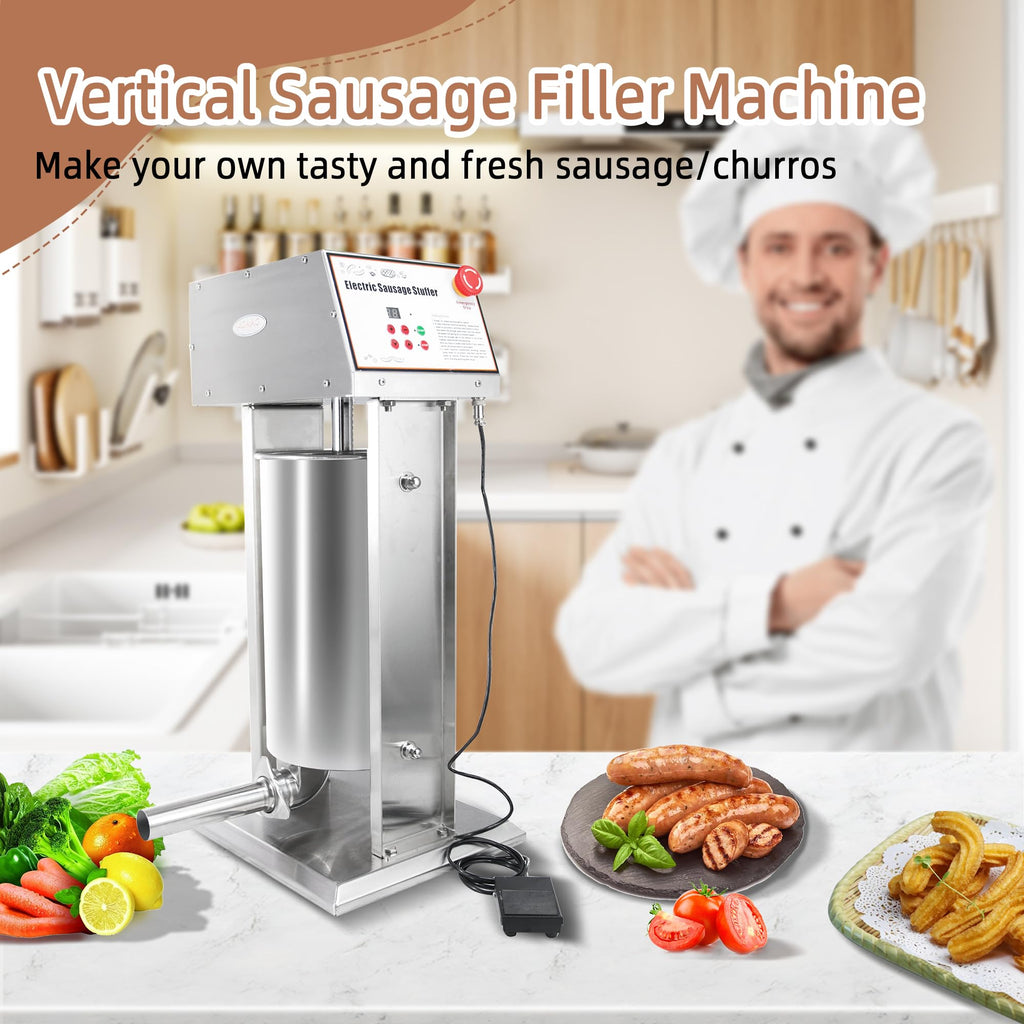 30LB Stainless Steel Electric Sausage Stuffer with 5 Stuffing Tubes L32920