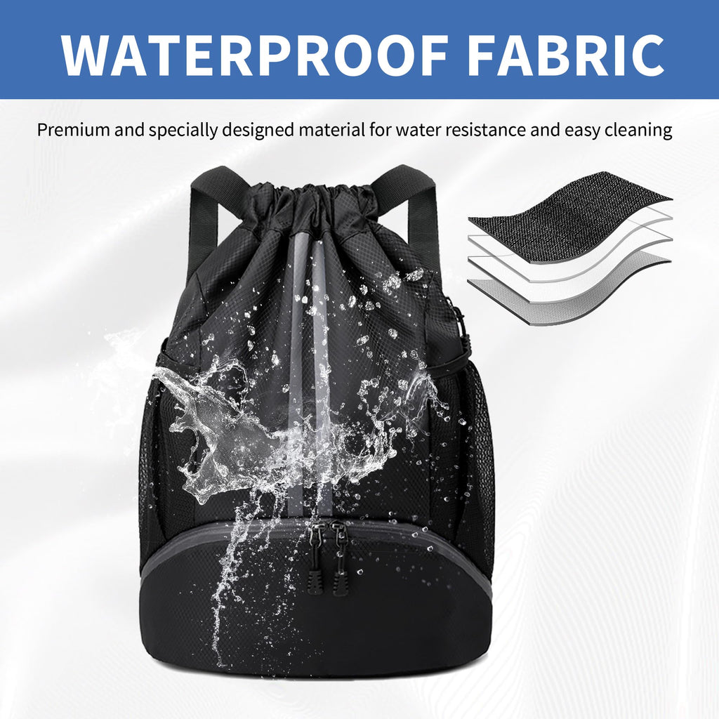 Drawstring Backpack Gym Bag with Shoes Compartment M607295