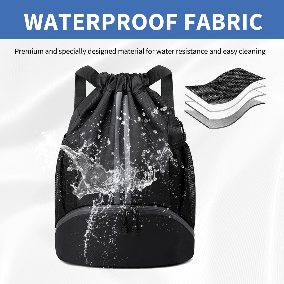 Drawstring Backpack Gym Bag with Shoes Compartment M607295