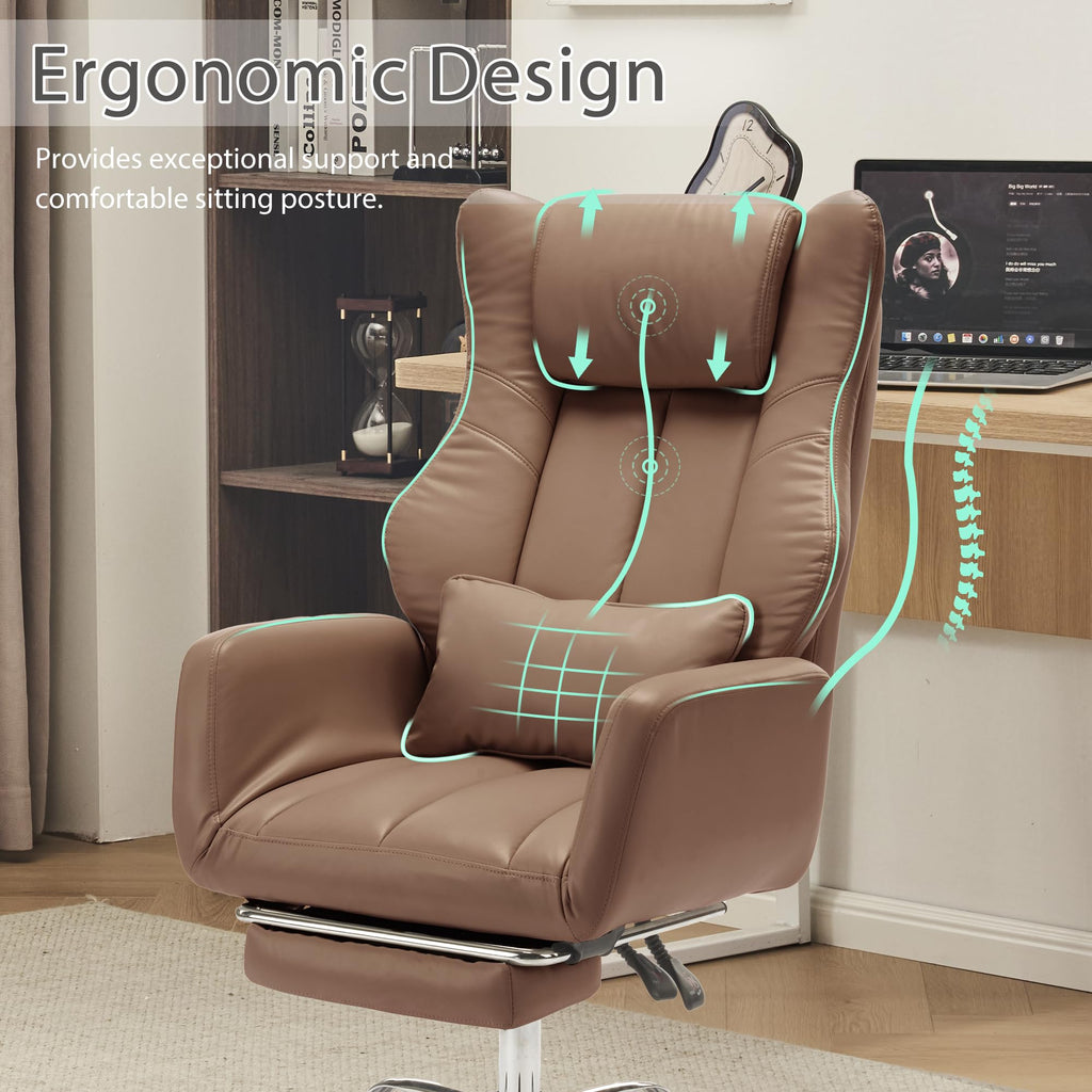Cross Legged Office Chair with Footrest Brown V796040