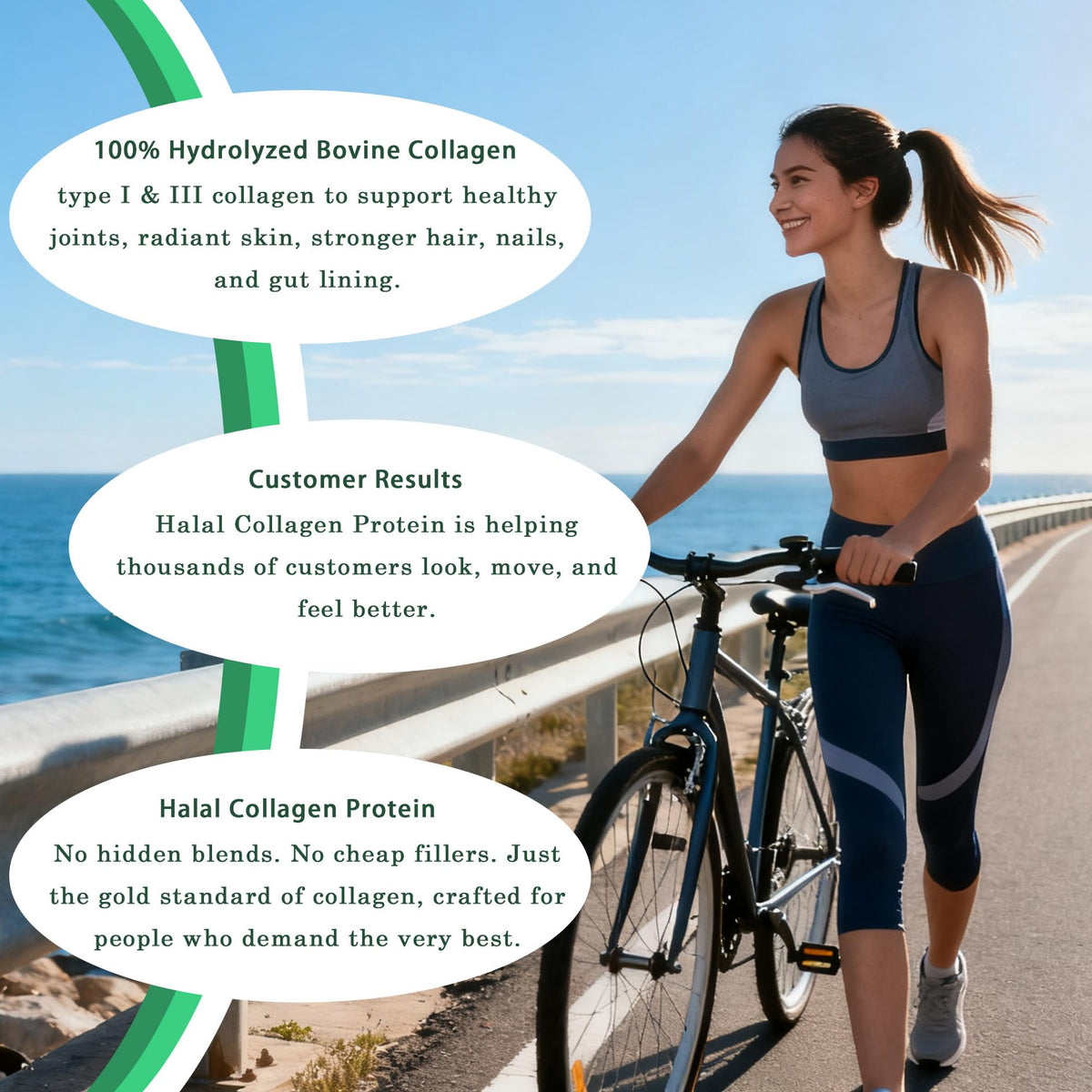 Halal Collagen Protein Powder, Grass Fed Organic Hydrolyzed Peptides, Unflavoured, 30 Servings R826818