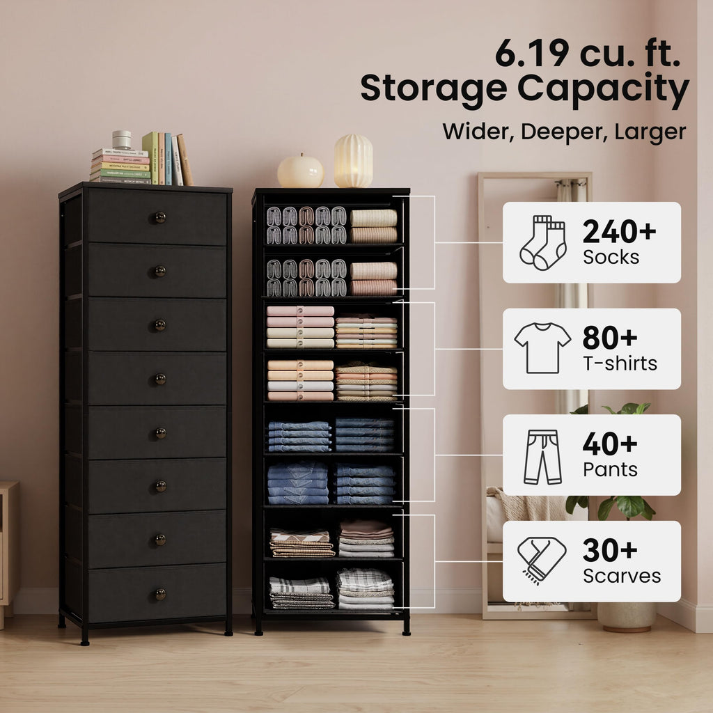 Black 8 Drawer Fabric Dresser X96909