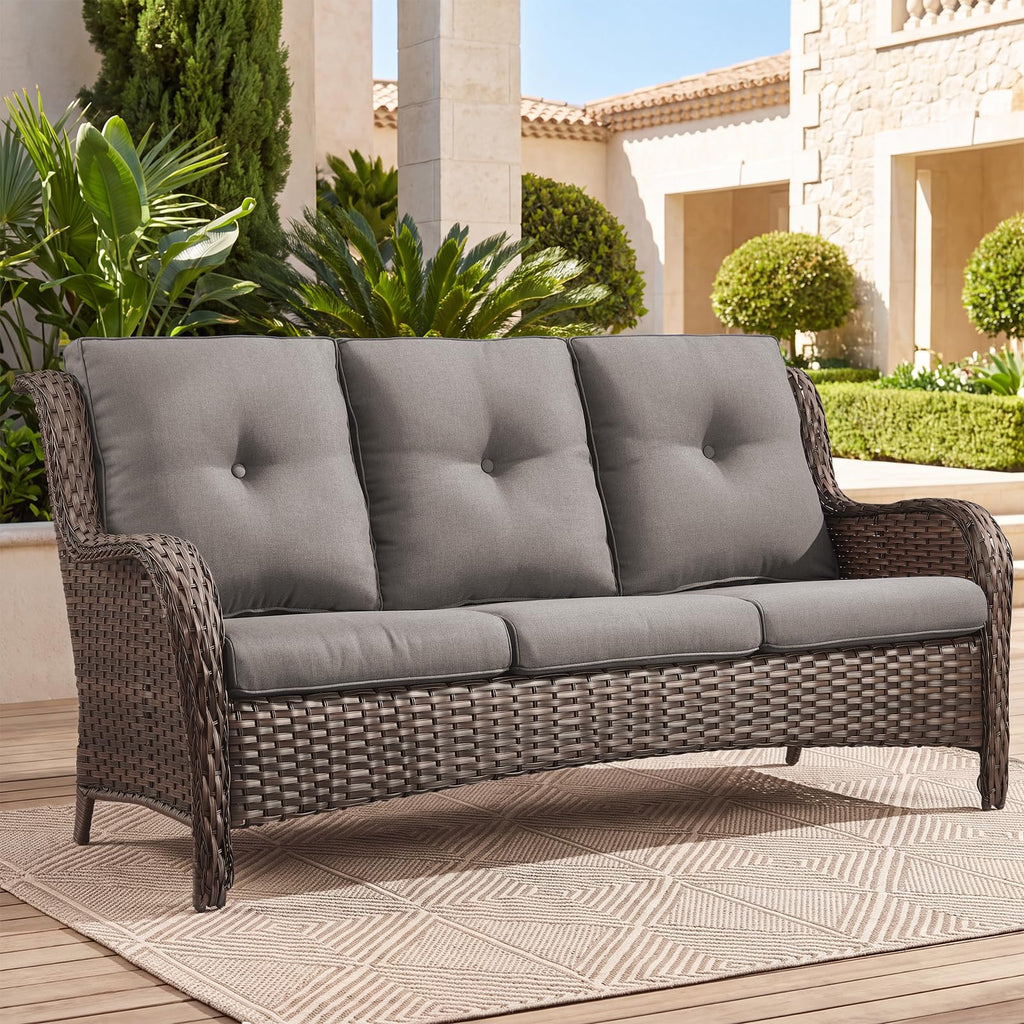 3-Seater PE Wicker Patio Sofa B728778