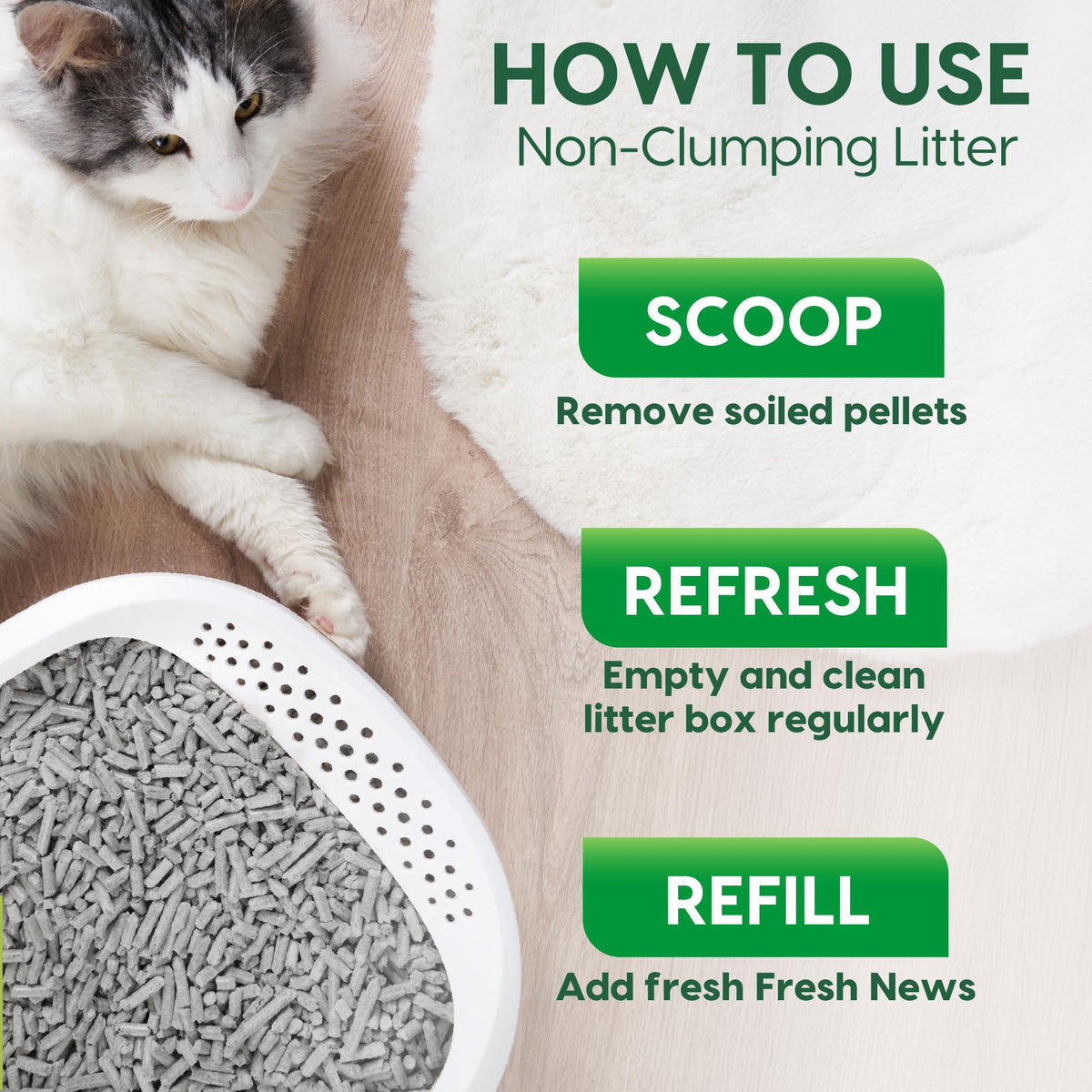Recycled Paper Cat Litter, 12 Pound, Non-Clumping, Unscented E905