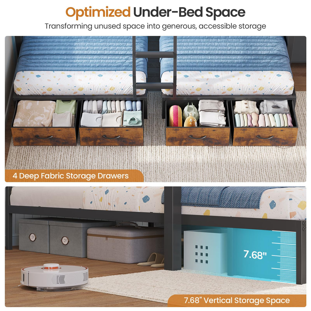 Black Triple Bunk Bed with 8 Storage Drawers and Stair C93957