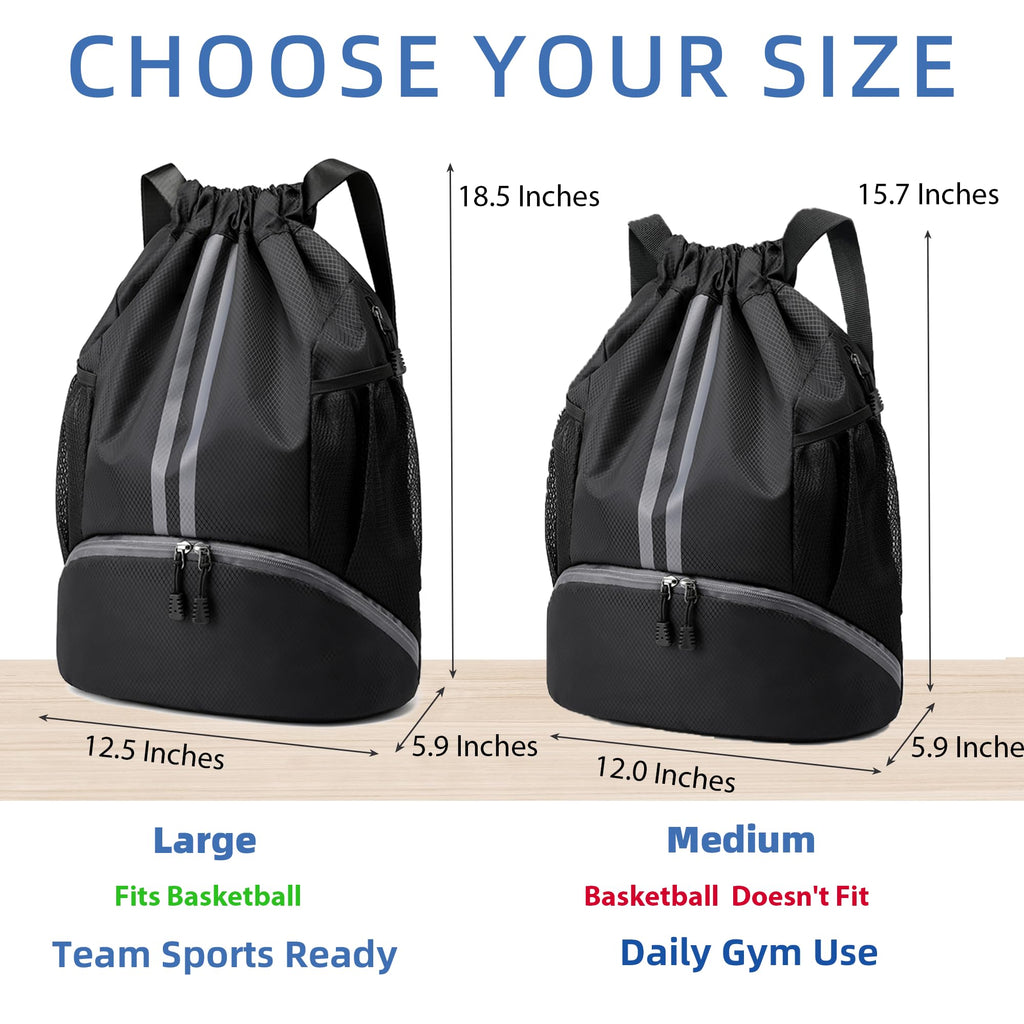 Drawstring Backpack Gym Bag with Shoes Compartment M607295