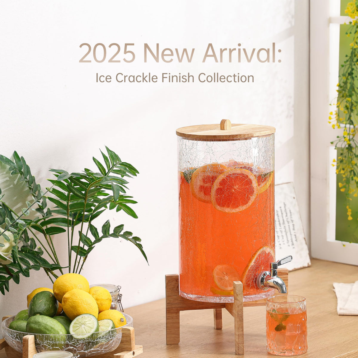 2 Gallon Glass Drink Dispenser with Stand R435784