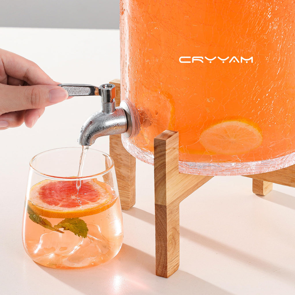 2 Gallon Glass Drink Dispenser with Stand R435784