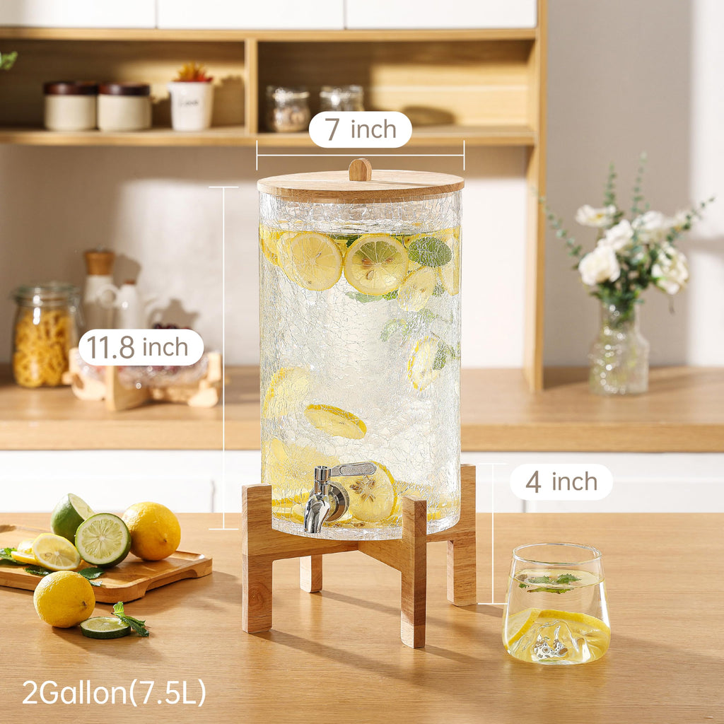 2 Gallon Glass Drink Dispenser with Stand R435784