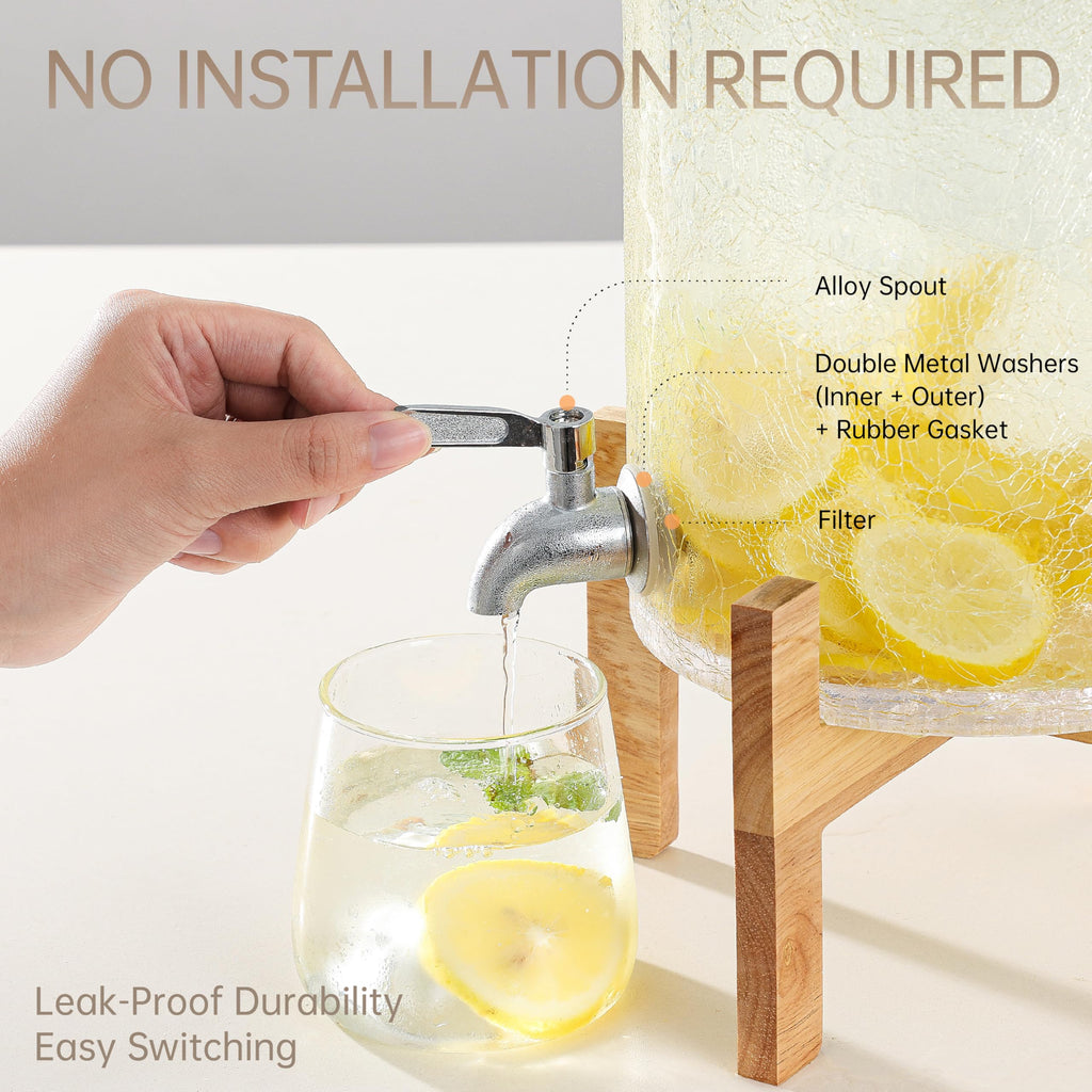 2 Gallon Glass Drink Dispenser with Stand R435784
