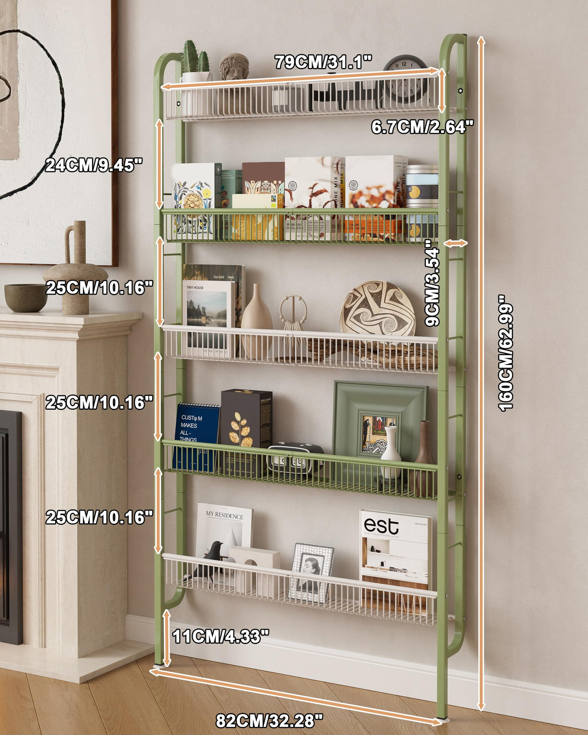 Narrow 5-Tier Bathroom Storage Rack S14454