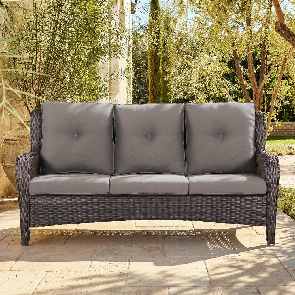 3-Seater PE Wicker Patio Sofa B728778