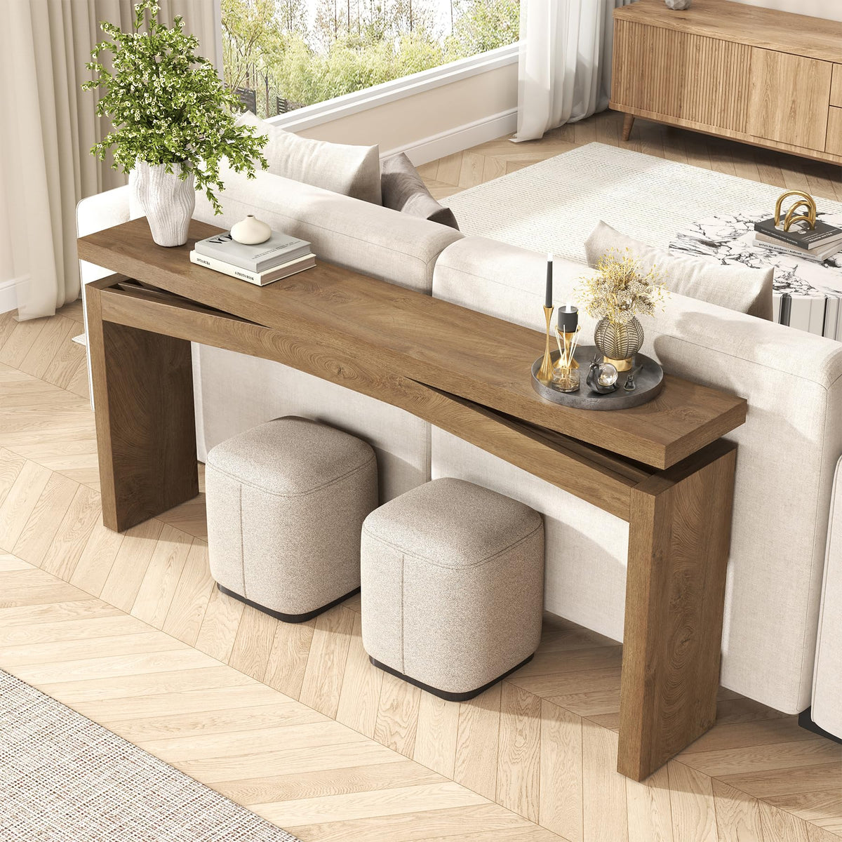 Console Tables 63-Inch Natural Brown V1191