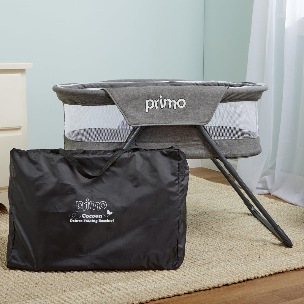 Lightweight Folding Travel Bassinet with Mesh Canopy and Carrying Tote Bag R7224